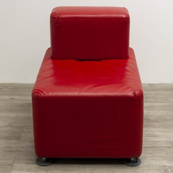 Pouf Steelcase en cuir Rouge