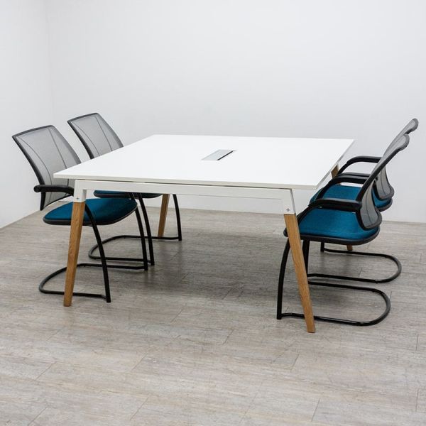 Table de réunion L140 Blanc / Bois