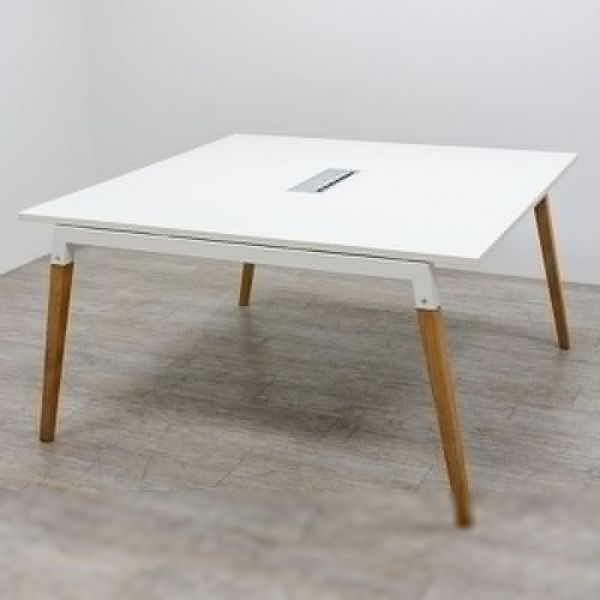 Table de réunion L140 Blanc / Bois