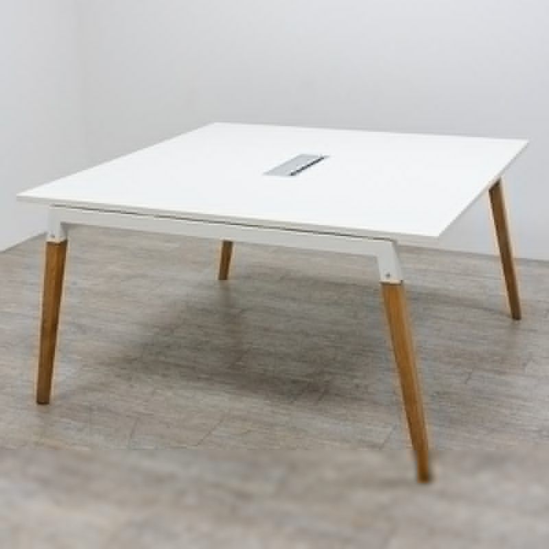 Table de réunion L140 Blanc / Bois