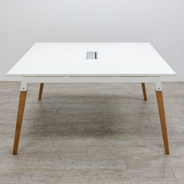 Table de réunion L140 Blanc / Bois