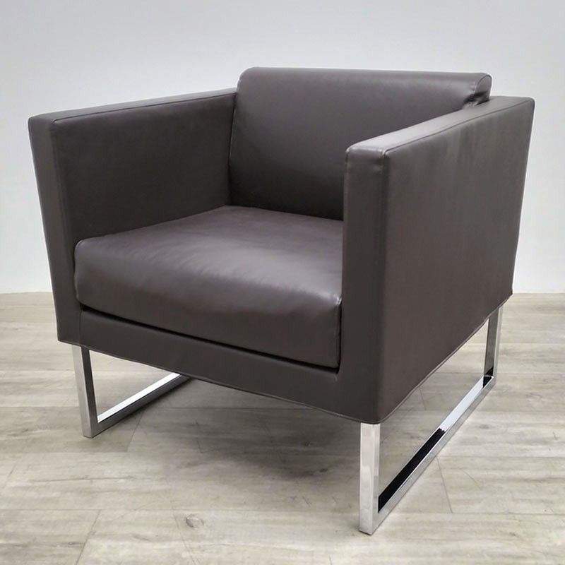 Fauteuil Tacchini en cuir Brun
