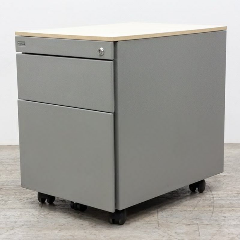 Samas 2 tiroirs Gris / Erable Blanc