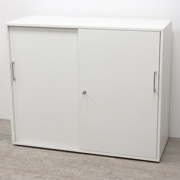 Armoire basse L120 coulissante Blanc