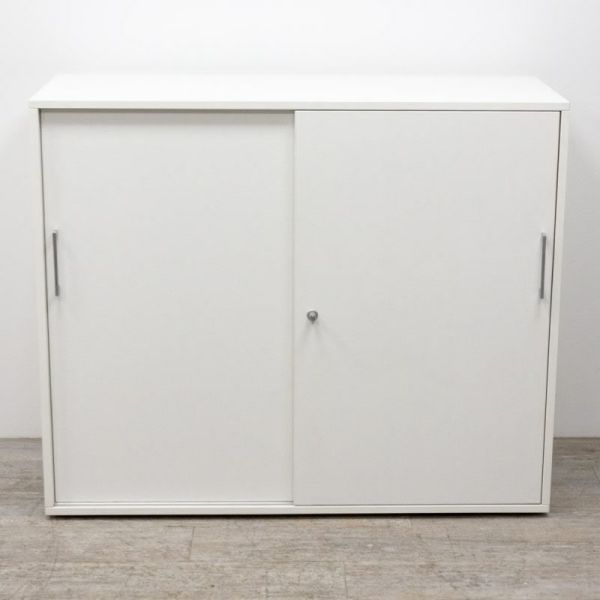 Armoire basse L120 coulissante Blanc