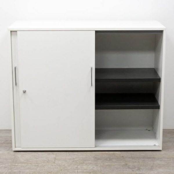 Armoire basse L120 coulissante Blanc