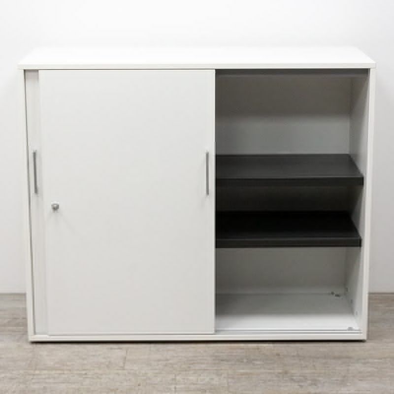 Armoire basse L120 coulissante Blanc