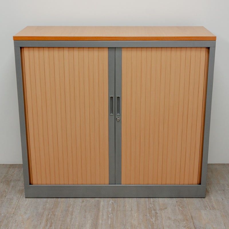 Armoire basse L120 Poirier / Gris