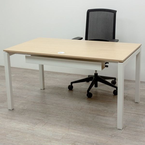 Bureau L140 Blanc / Chêne