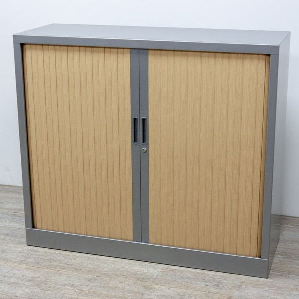 Armoire basse L120 Gris Alu / Chêne 2nd Choix