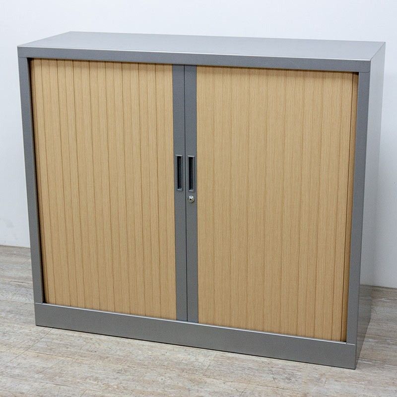 Armoire basse L120 Gris Alu / Chêne 2nd Choix