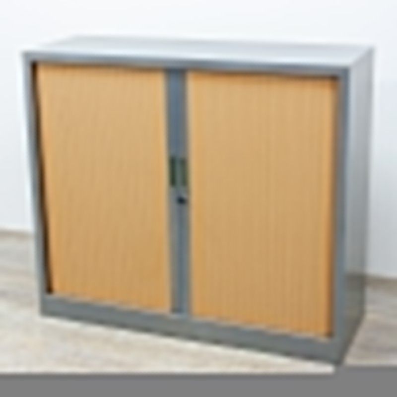 Armoire basse L120 Gris Alu / Poirier