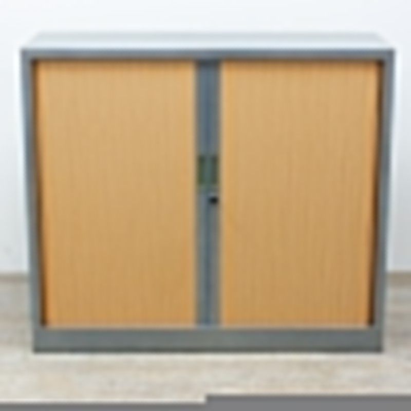 Armoire basse L120 Gris Alu / Poirier