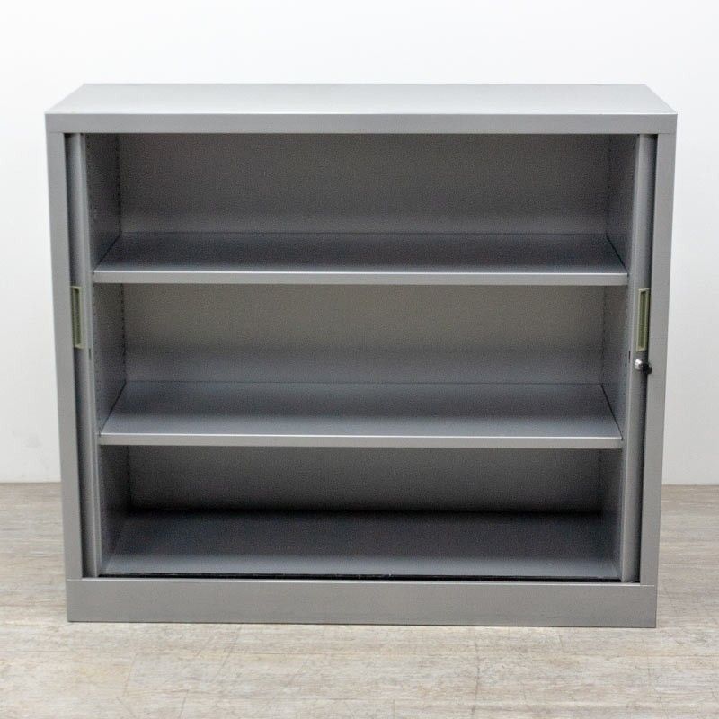 Armoire basse L120 Gris Alu / Poirier