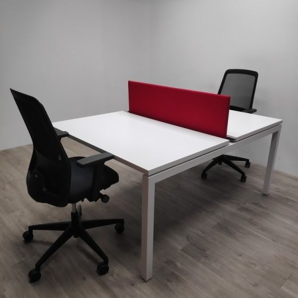 Bench 2 postes L120 Blanc / Rouge