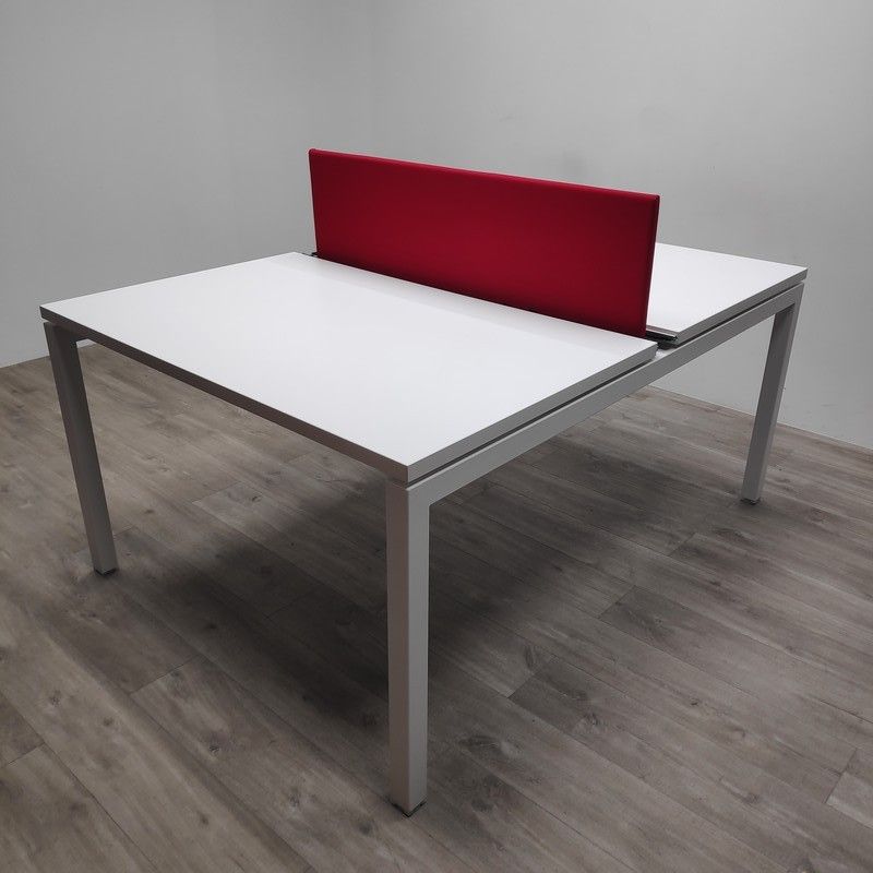 Bench 2 postes L120 Blanc / Rouge