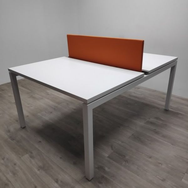 Bench 2 postes L120 Blanc / Orange