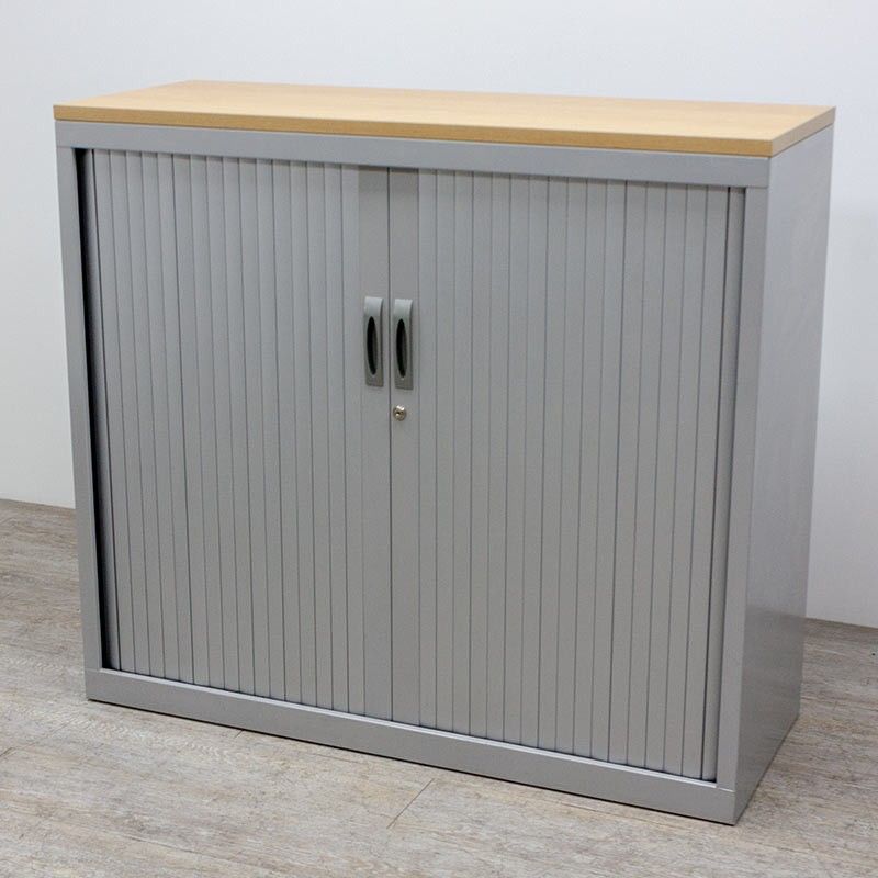 Armoire basse L120 Gris / Aulne