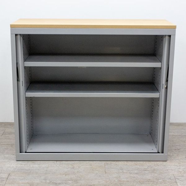 Armoire basse L120 Gris / Aulne