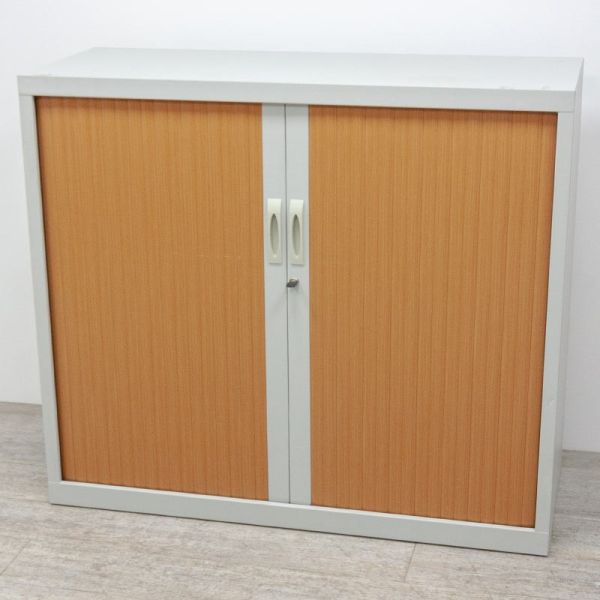 Armoire basse L120 Gris Clair /Merisier 2nd Choix