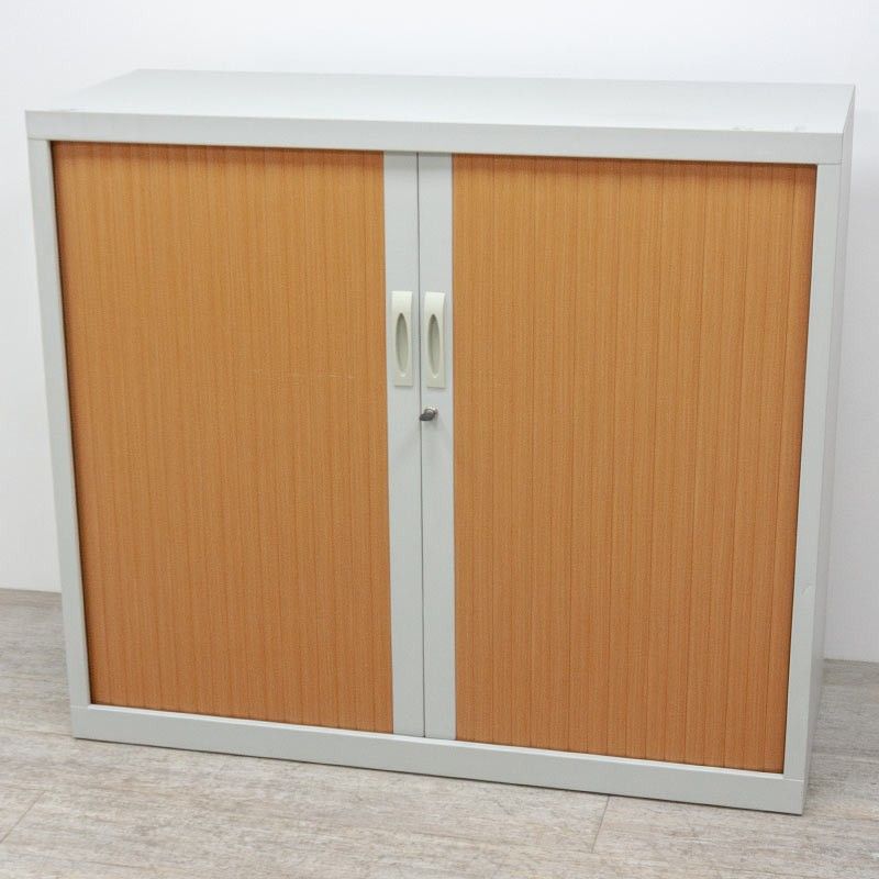 Armoire basse L120 Gris Clair /Merisier 2nd Choix