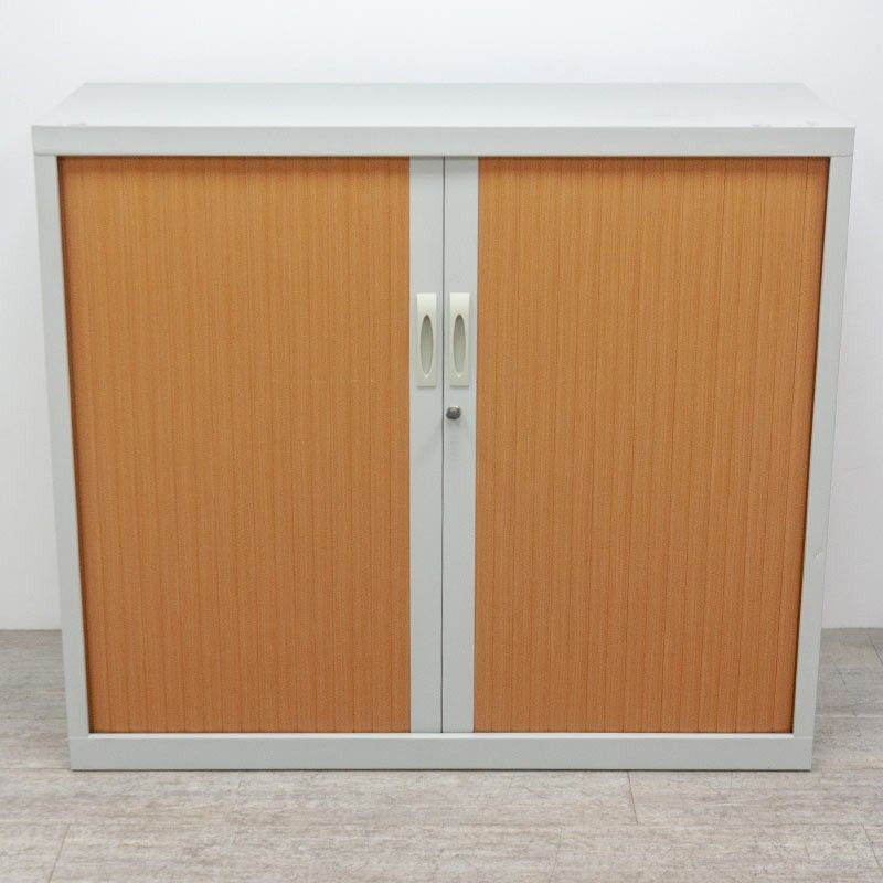 Armoire basse L120 Gris Clair /Merisier 2nd Choix