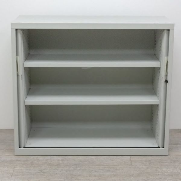 Armoire basse L120 Gris Clair /Merisier 2nd Choix