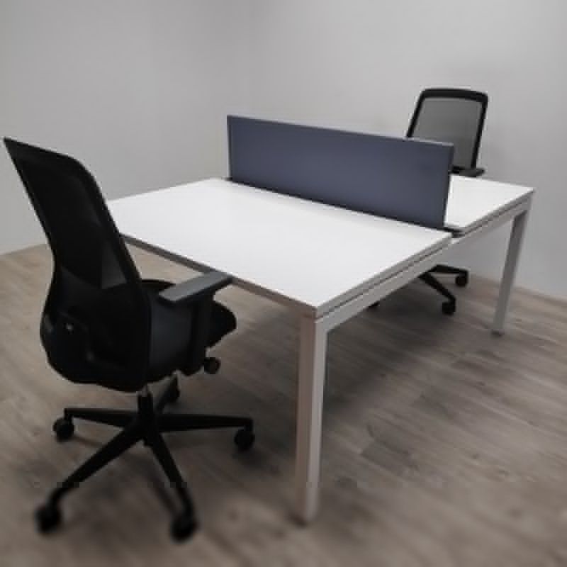 Bench 2 postes L120 Blanc / Gris