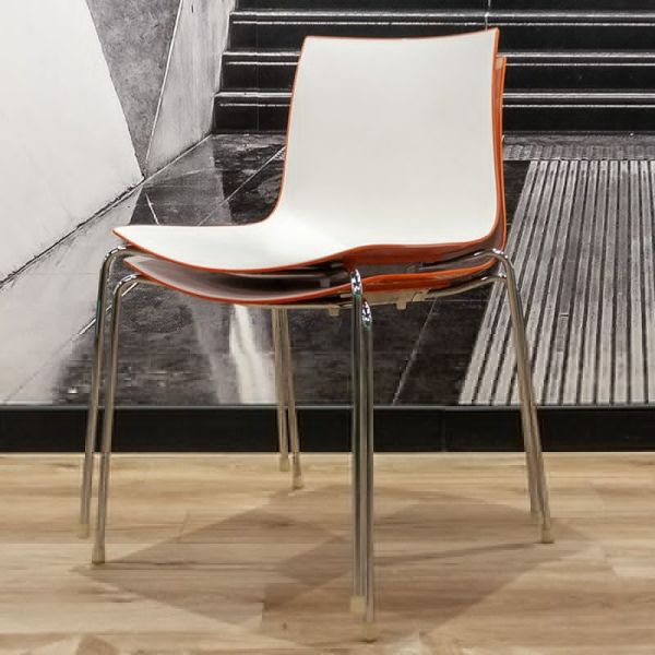 Chaise Arper Catifa 46 Blanc/Orange