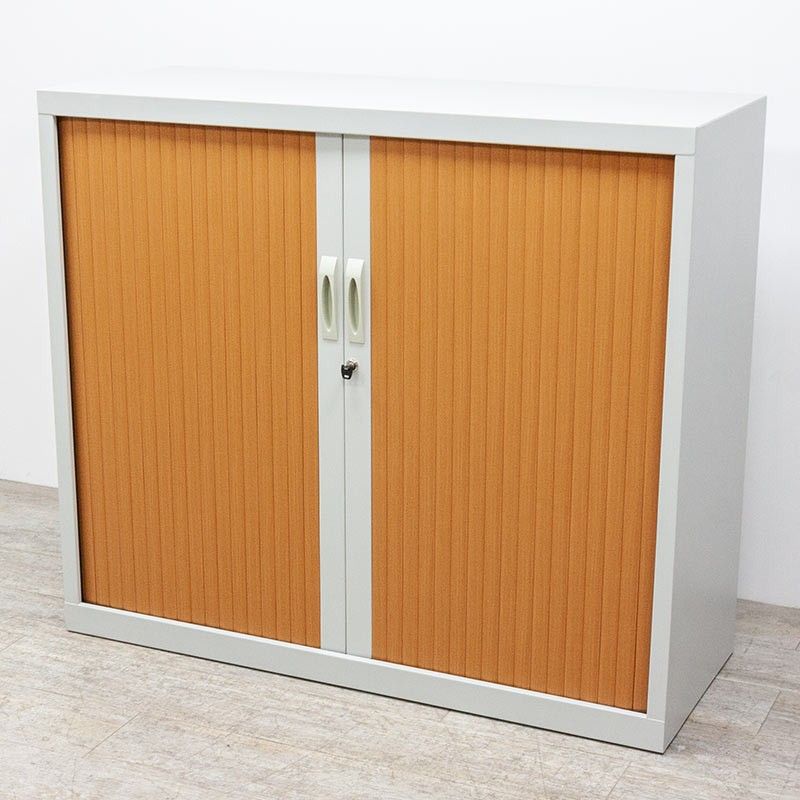 Armoire basse L120 Gris Clair Merisier