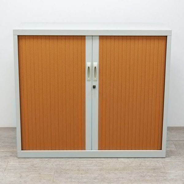 Armoire basse L120 Gris Clair Merisier