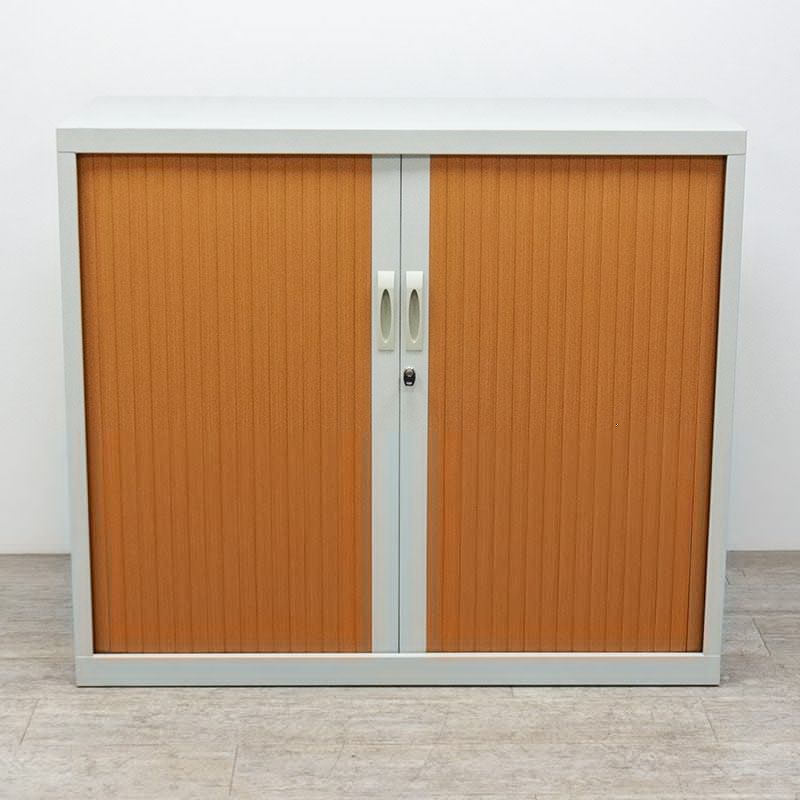 Armoire basse L120 Gris Clair Merisier