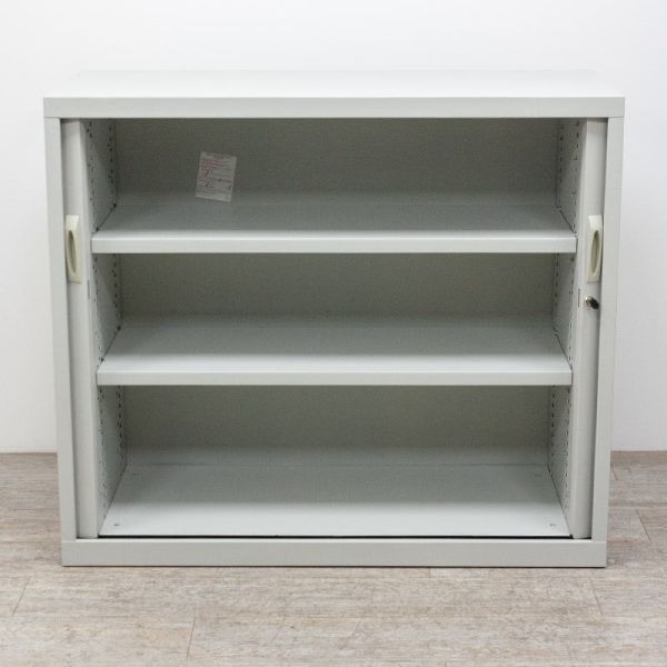 Armoire basse L120 Gris Clair Merisier