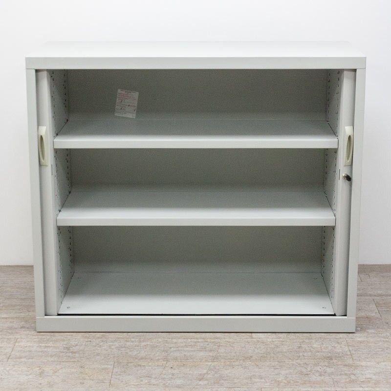 Armoire basse L120 Gris Clair Merisier