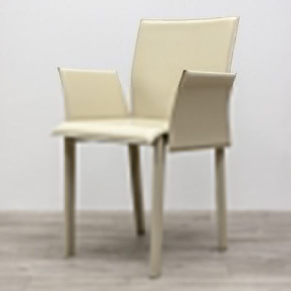 en cuir beige accoudoirs