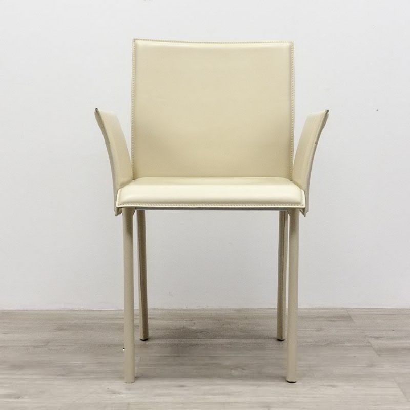 en cuir beige accoudoirs