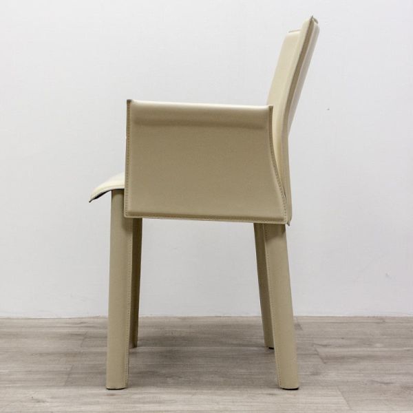 en cuir beige accoudoirs