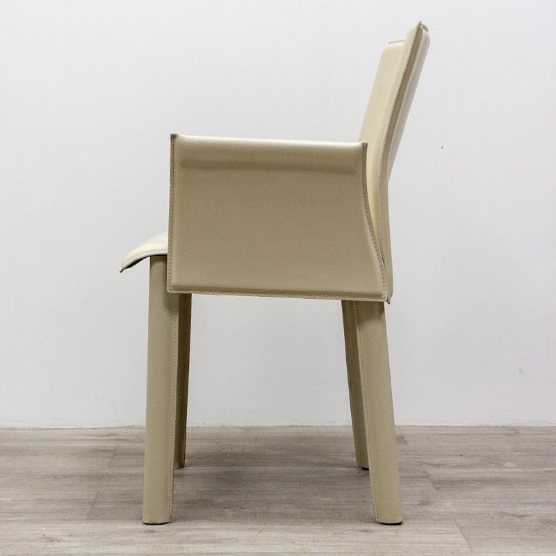 en cuir beige accoudoirs